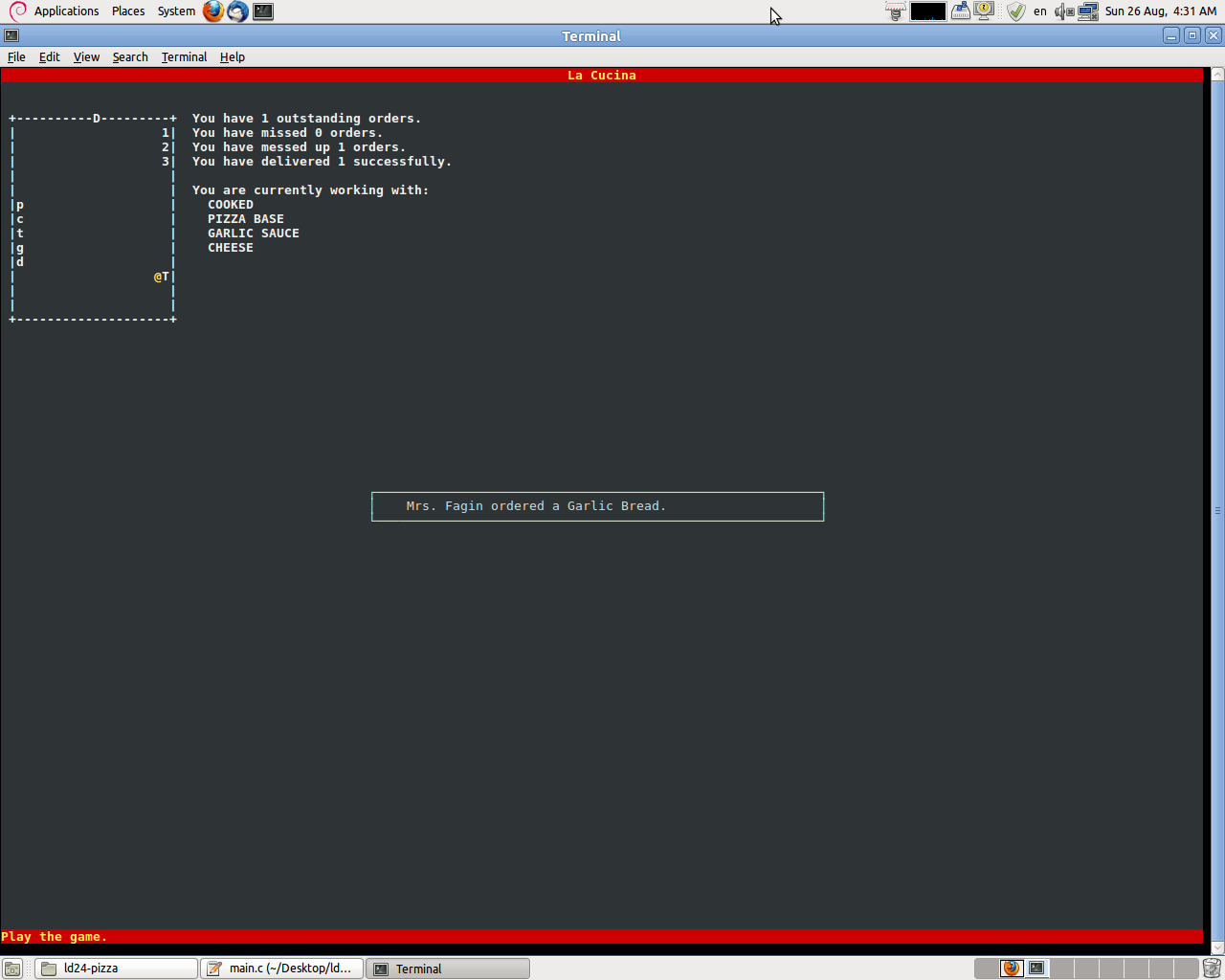 My game running in a Linux
terminal